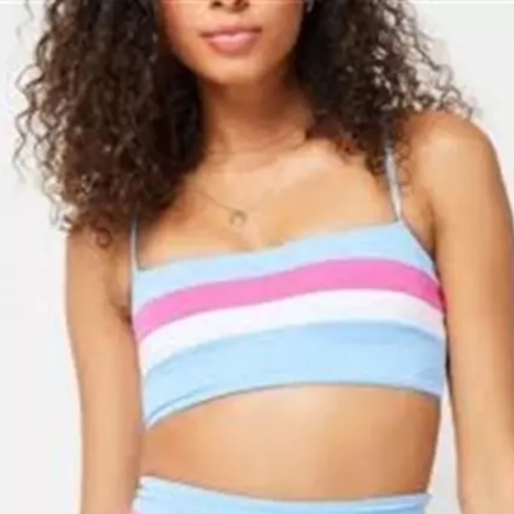 L*SPACE Rebel Stripe Top Bikini Top REVERSIBLE Women's Size L